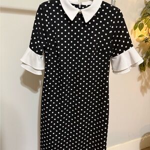 Shelby & Palmer Black and White Polka Dot Dress with Contrast Collar